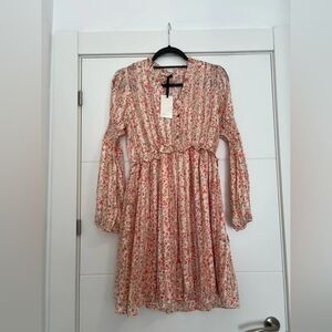 Tacataca Floral Ruffled Dress in Coral and Olive